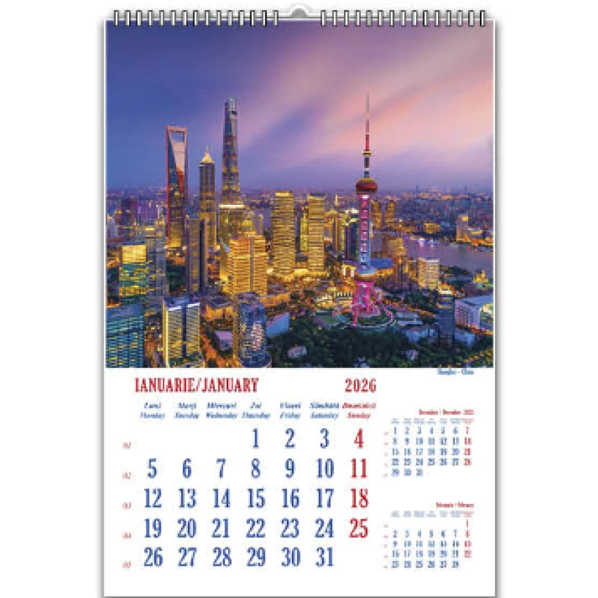 Calendar de perete 2026 - MAGIA ORASELOR NOAPTEA